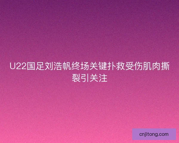 U22国足刘浩帆终场关键扑救受伤肌肉撕裂引关注